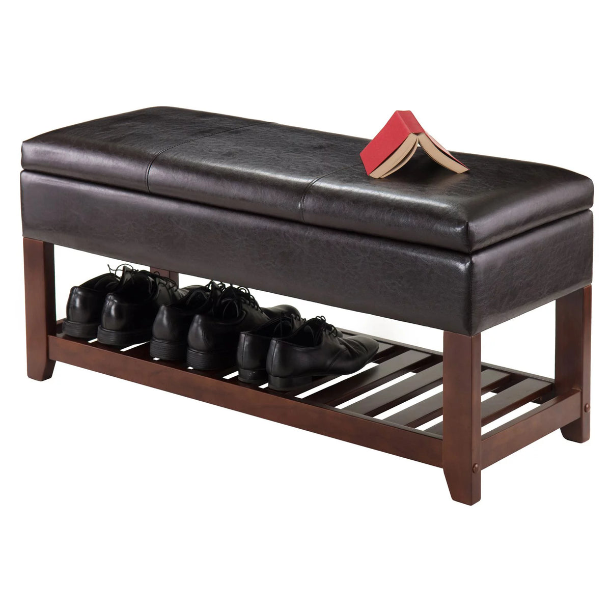 Espresso Walnut Storage Chest Bench L441
