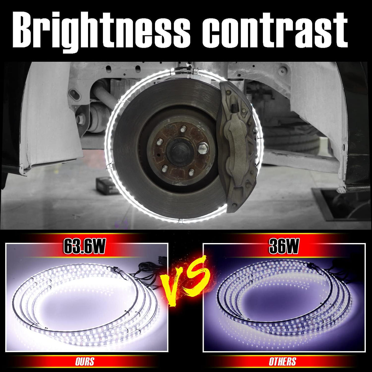 4PCS 17 Inch Double Side Wheel Light, Pure White and Rocker Switch L330