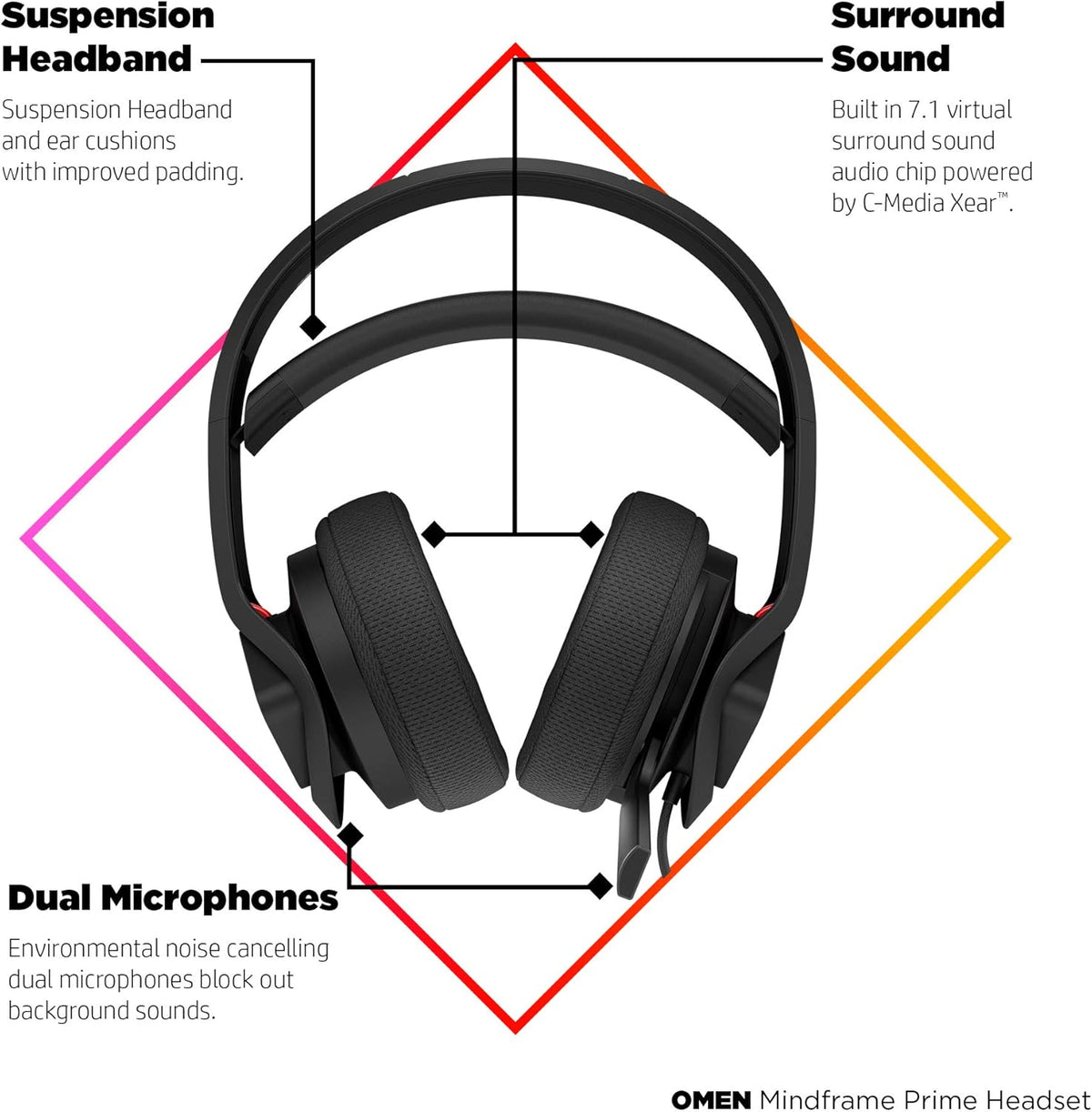 Black Gaming Headset with Cooling FrostCap Ear Cups Y4766
