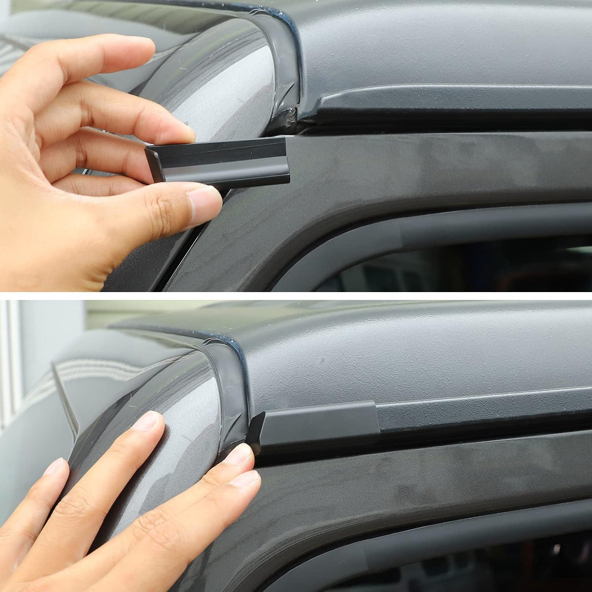 Black ABS Rain Gutter Deflector for Jeep Wrangler JL JLU & Gladiator JT, 1 Pair I78267