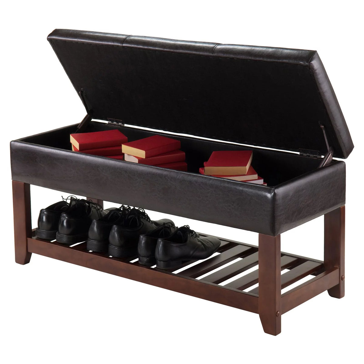 Espresso Walnut Storage Chest Bench L441