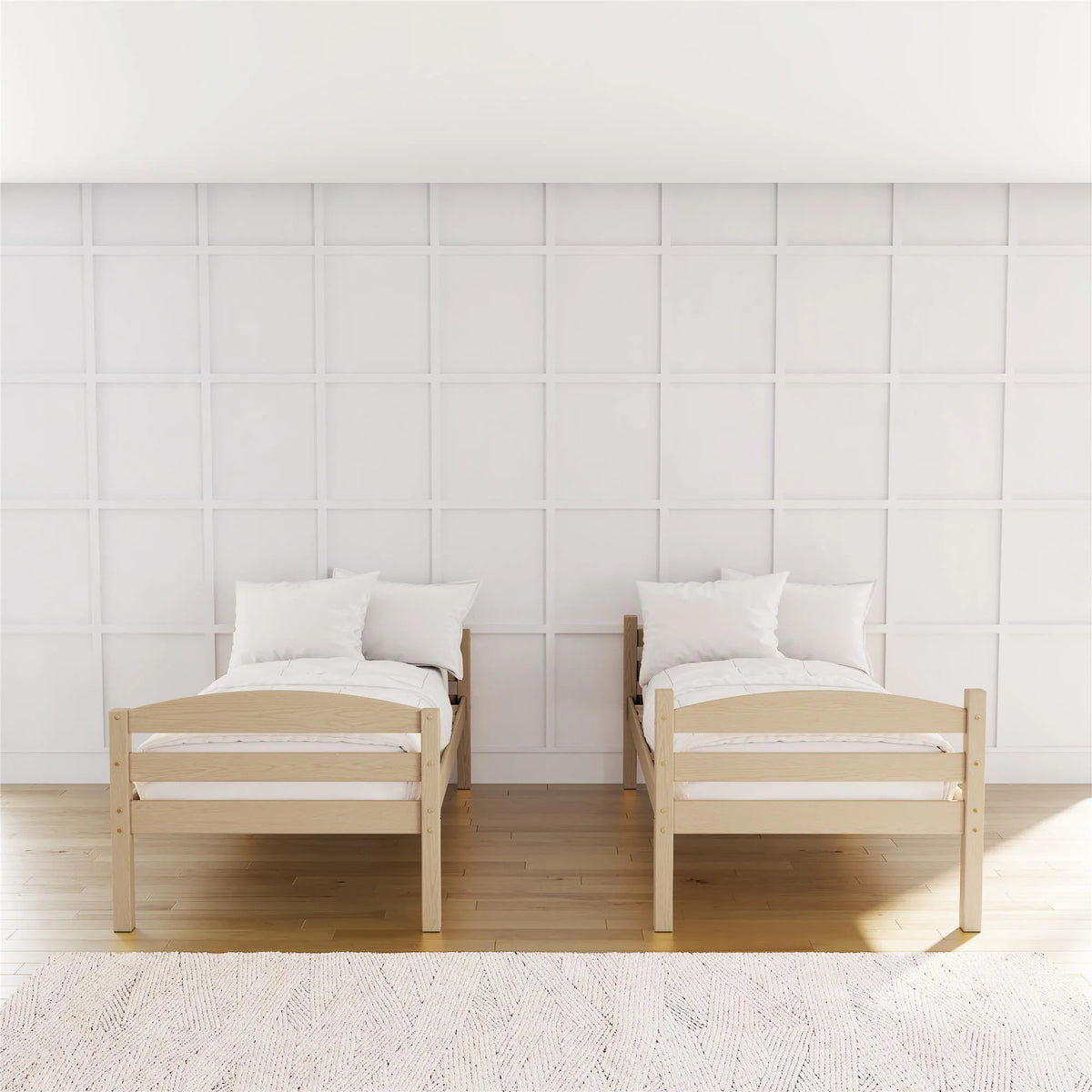 Solid Wood Twin-over-Twin Convertible Bunk Bed O8538