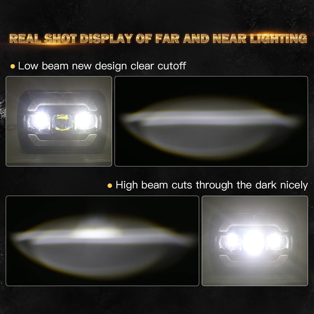 Black 2PCS 5x7 7x6 LED Headlights X7143