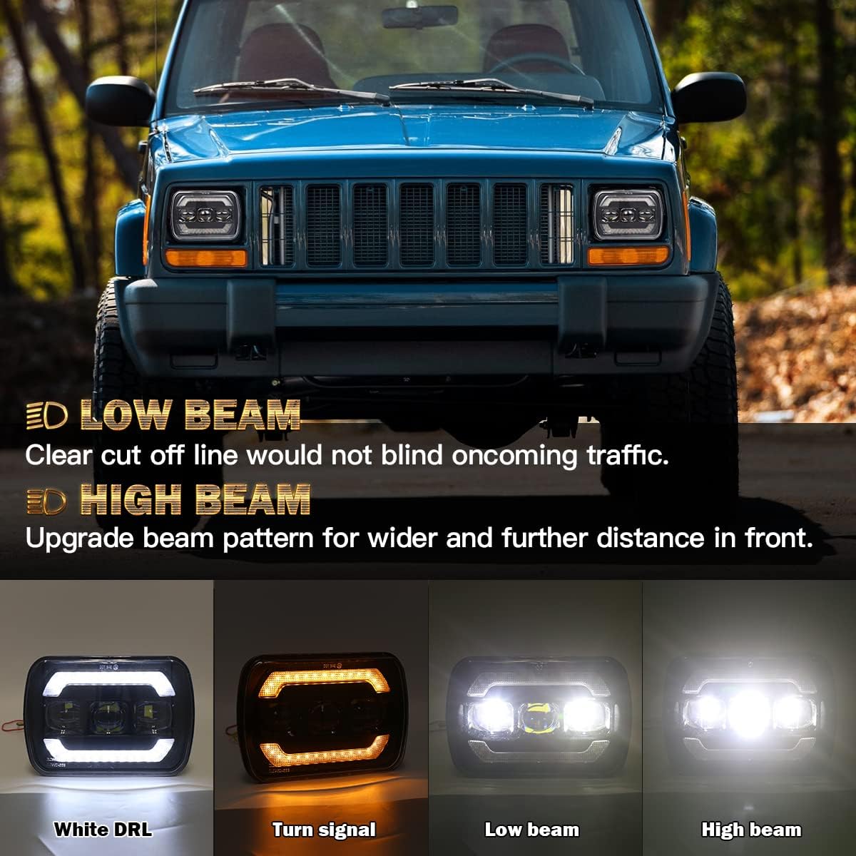 Black 2PCS 5x7 7x6 LED Headlights X7143
