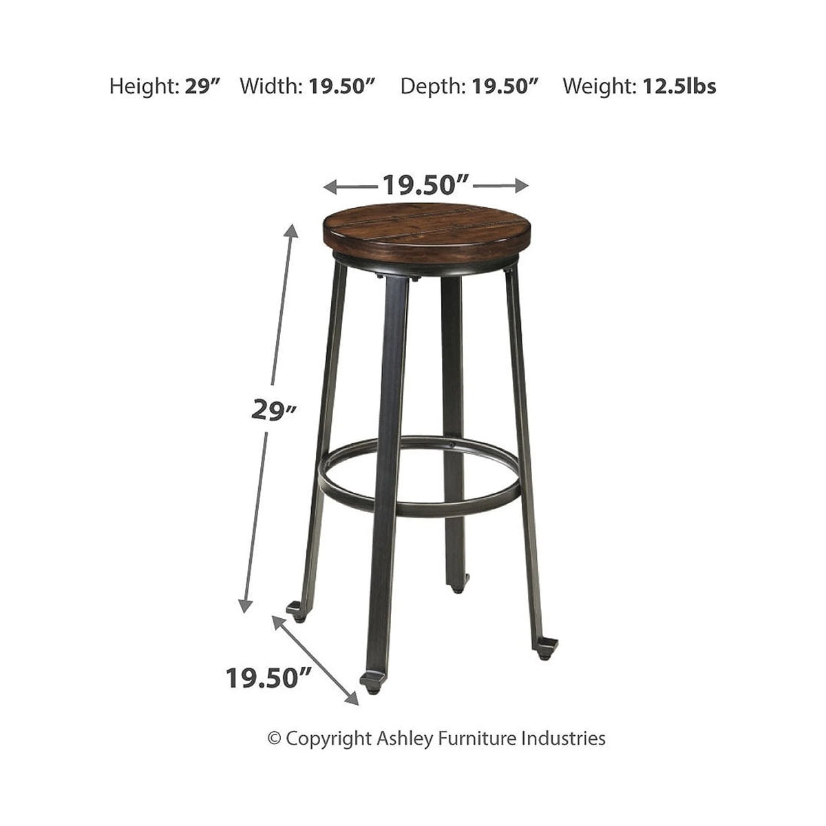 Industrial 29" Pub Height Barstool, Set of 2 U533