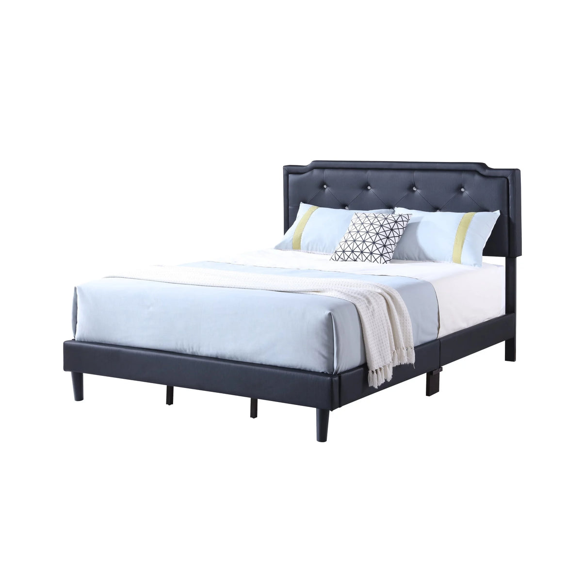Black Faux Leather Tufted Bed Q835122