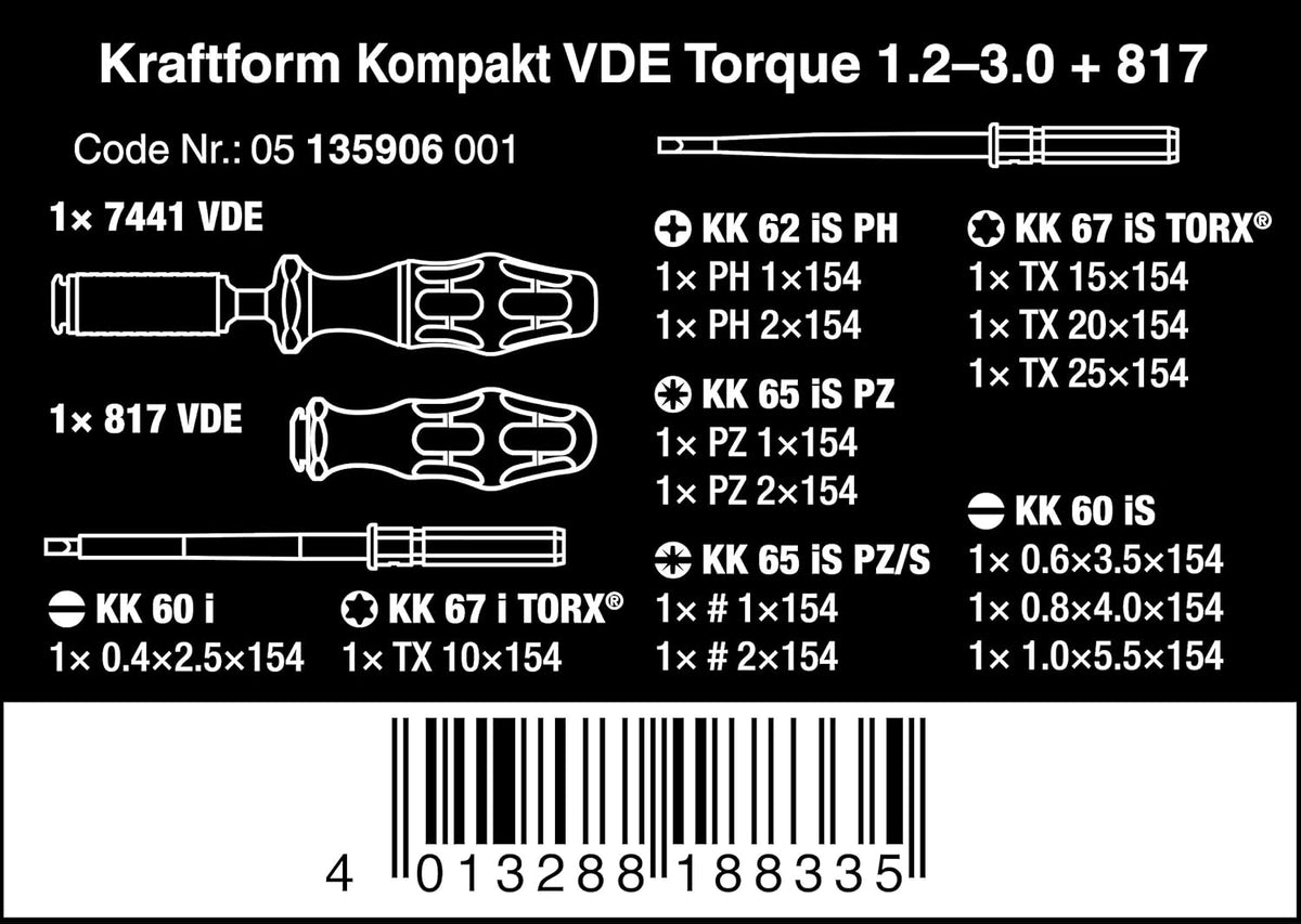 VDE Torque Screwdriver 1, 2-3.0 Nm with VDE-Handhalter K59407