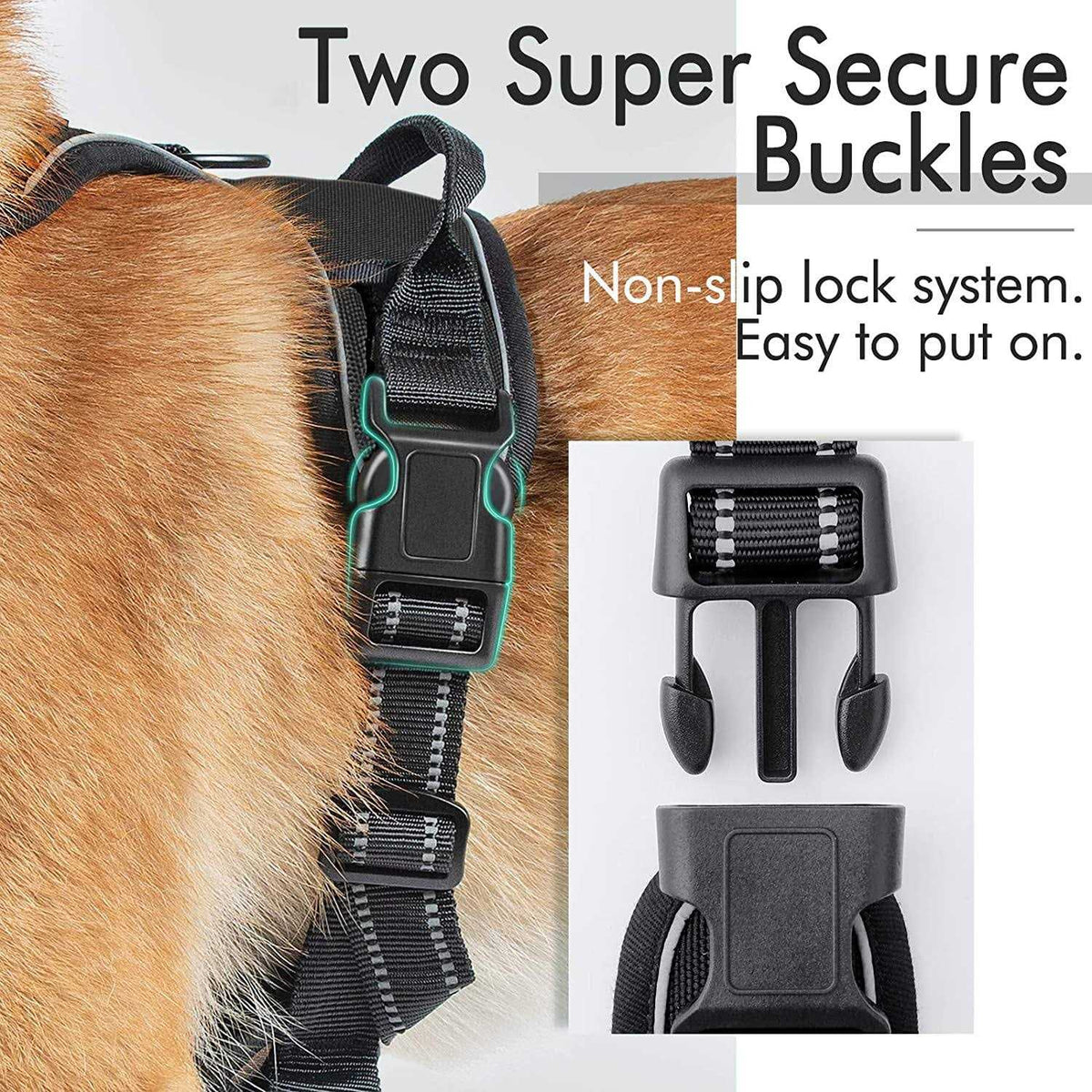 Adjustable Soft Padded Dog Harness with 2 Leash Clips N569336