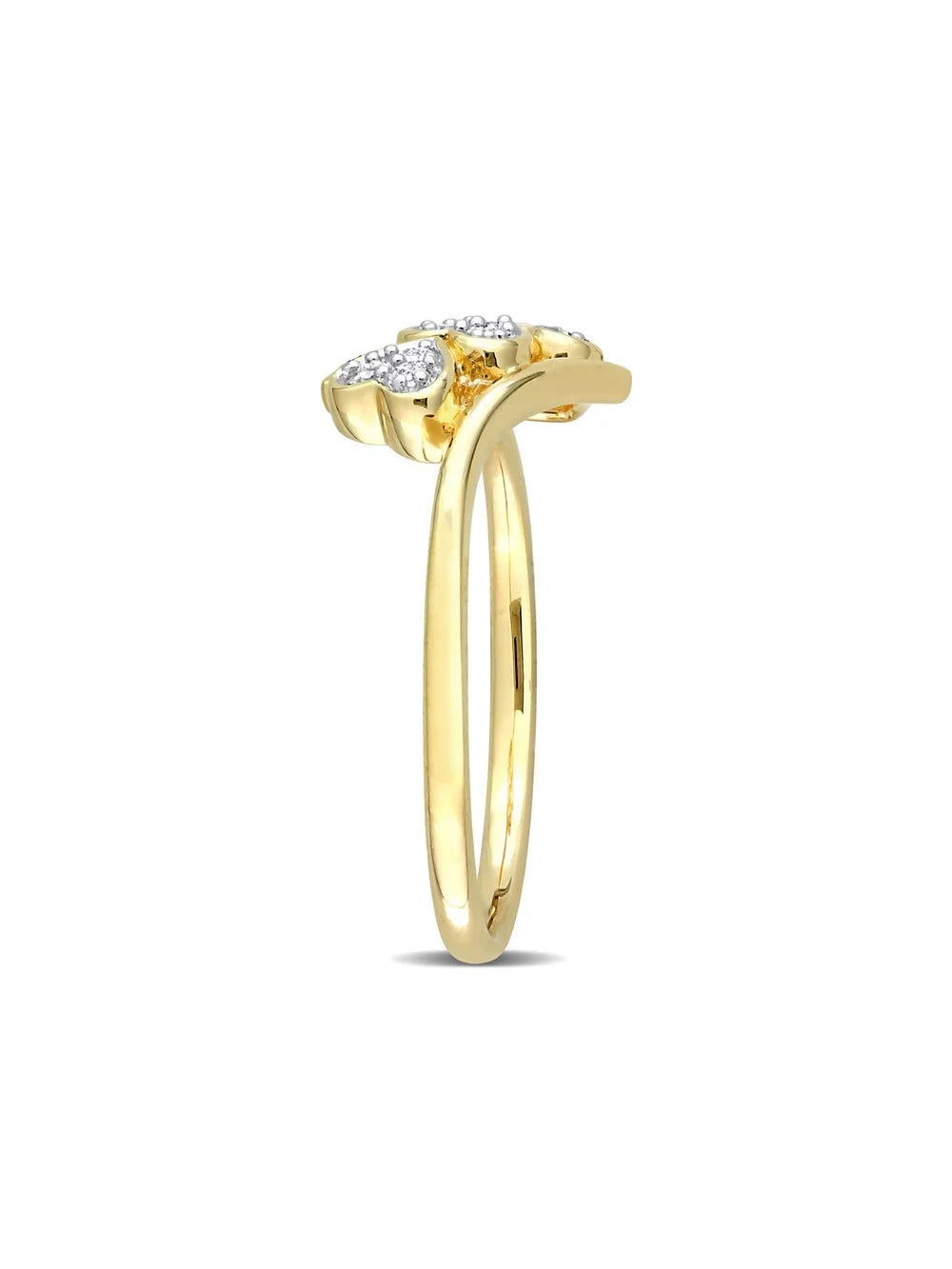 Diamond Triple Heart Bypass Promise Ring in Yellow Plated Silver L820