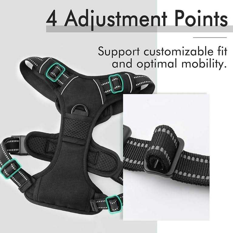 Adjustable Soft Padded Dog Harness with 2 Leash Clips N569336