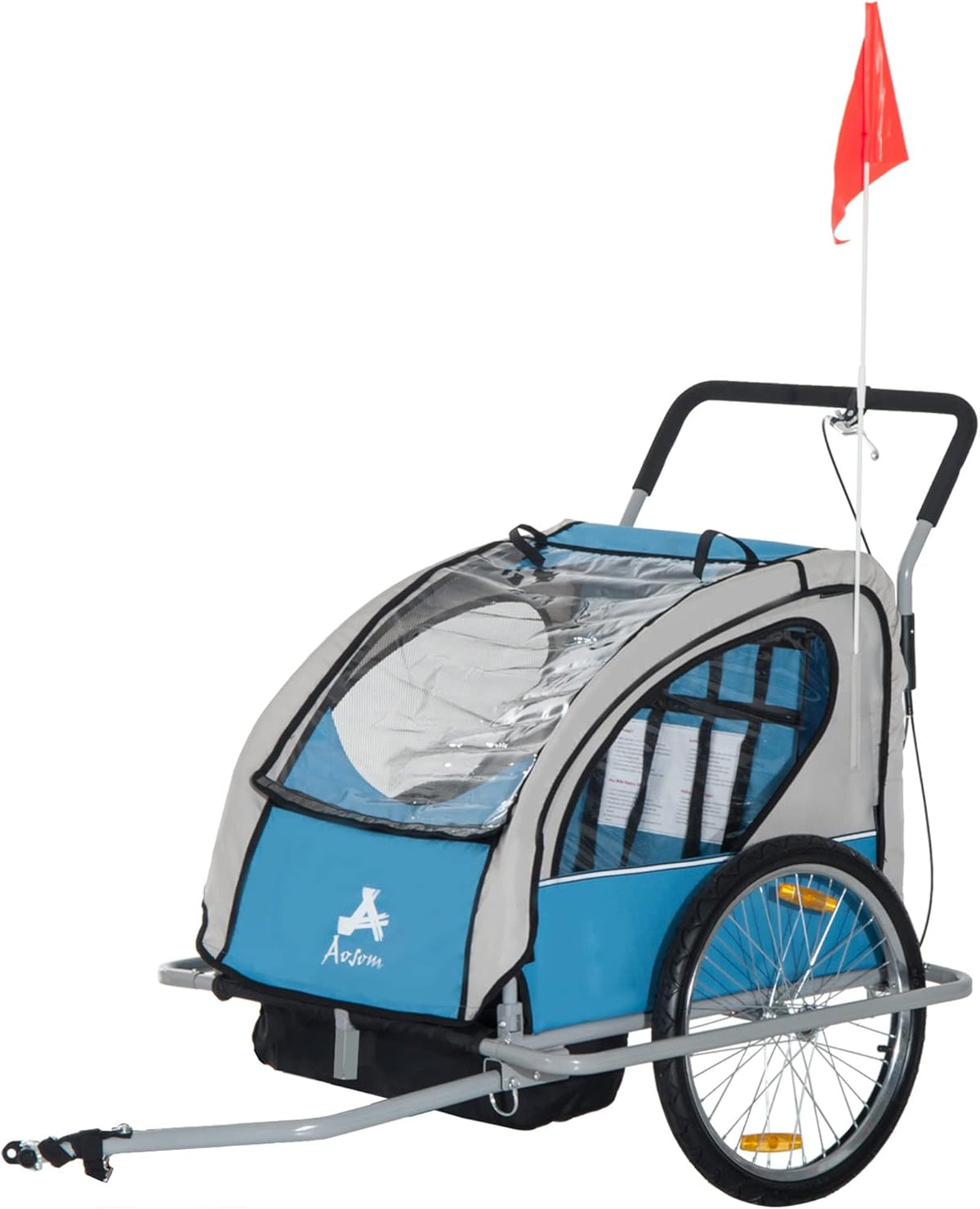 Three-Wheel Bicycle Cargo Trailer with 2 Security Harnesses & Storage J588