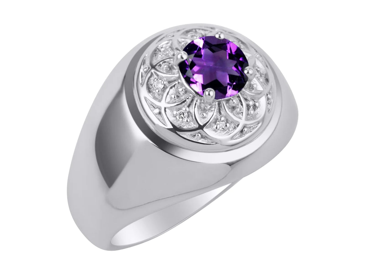 14K White Gold Oval Gemstone & Diamond Ring B951443