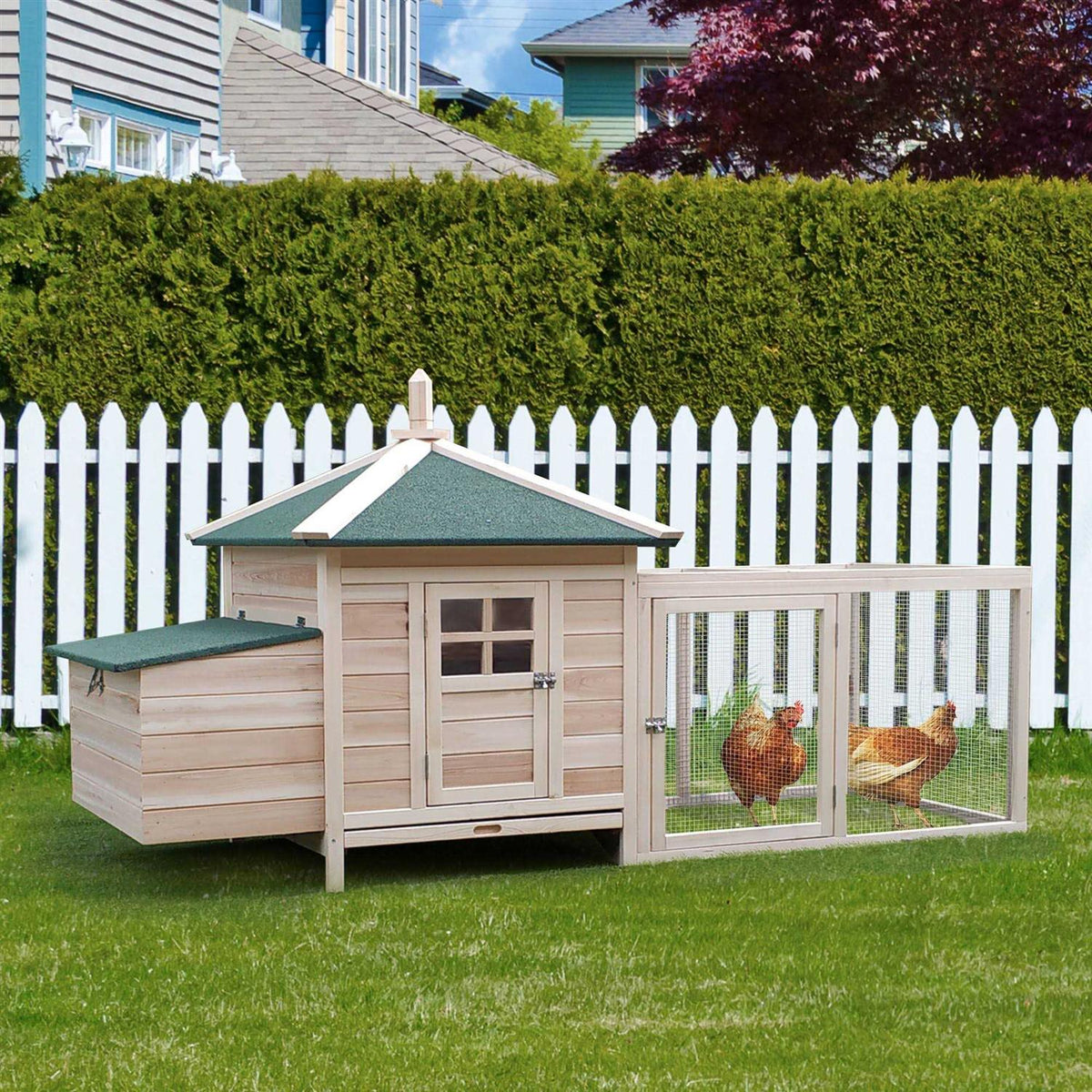 Wooden Chicken Coop with Nesting Box E45975