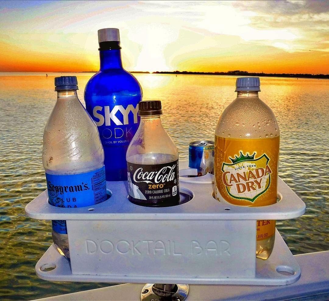 White Plastic Boat Cup Holder with Rod Holder Mount G138525